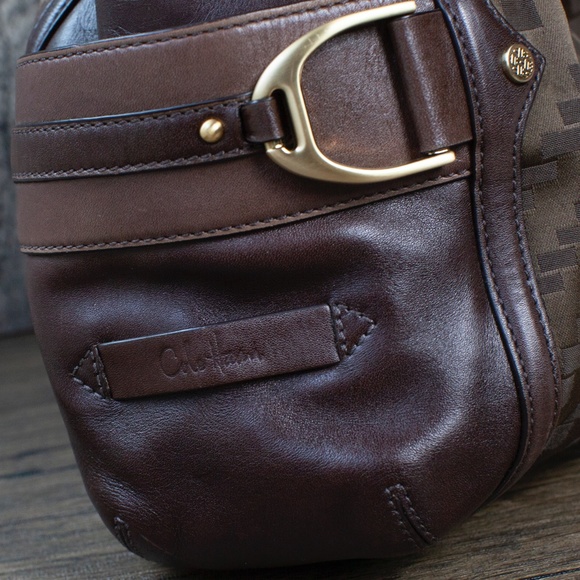 Cole Haan Brown Leather Shoulder Bag | Braided Handles | Magnetic Closure - Picture 6 of 10